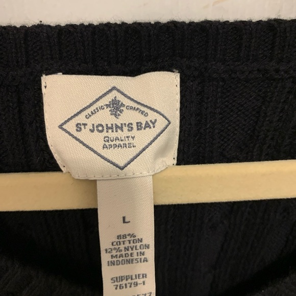 V Neck Cable Knit Sweater - Women’s Large - Black - St. John’s Bay - Picture 3 of 4